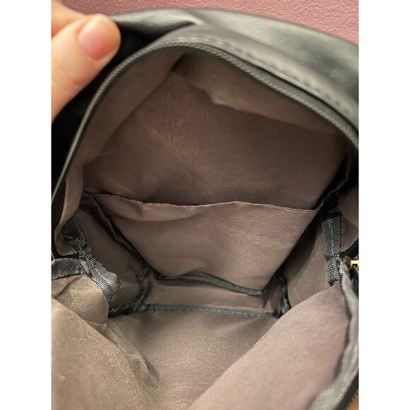 Owl Shaped Black Backpack Purse Gold Embroidery and Zippered Pockets - Picture 8 of 8